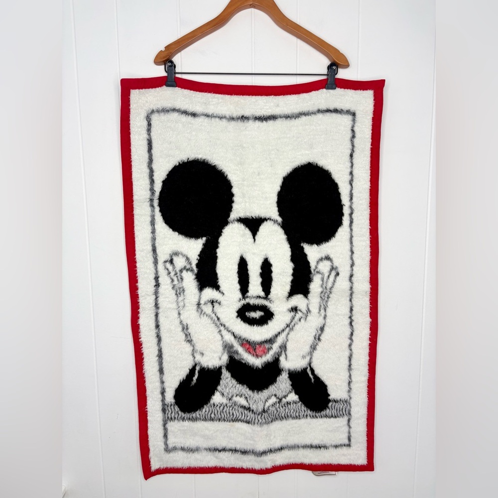 Vintage Biederlack USA Disney Mickey Mouse Small Fleece Blanket Baby 80’s 1984
